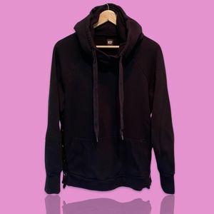 NSF Black Cotton Hoodie with Silver Snap Details